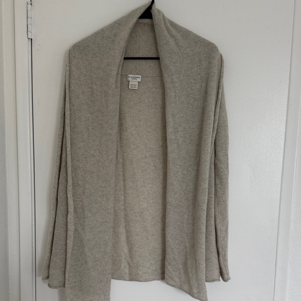 Club Monaco Women's Open Front Cardigan - Light Gray Cashmere